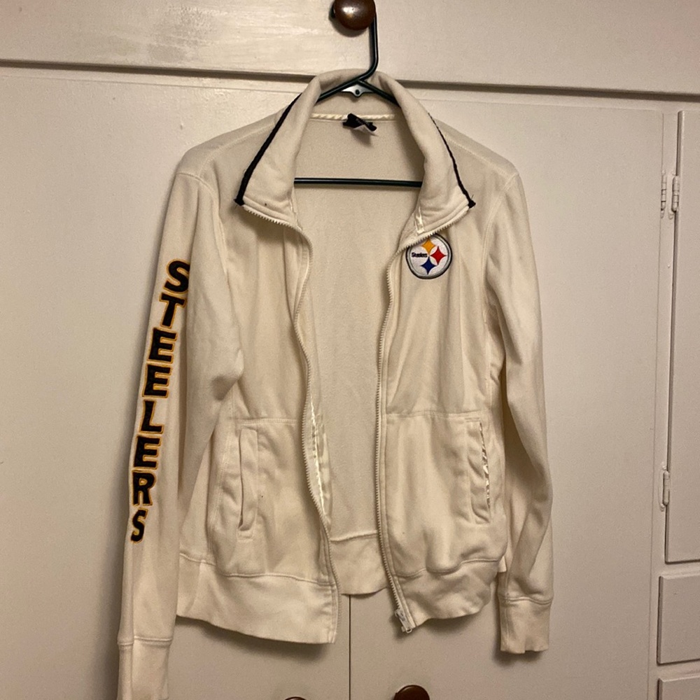 Steelers White Zip-Up